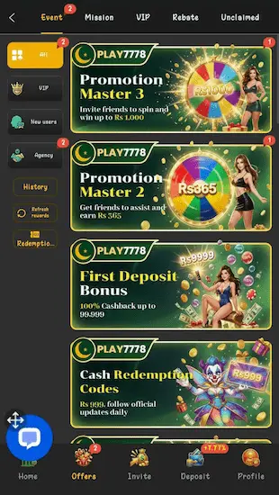 Play7778 Game Bonuses